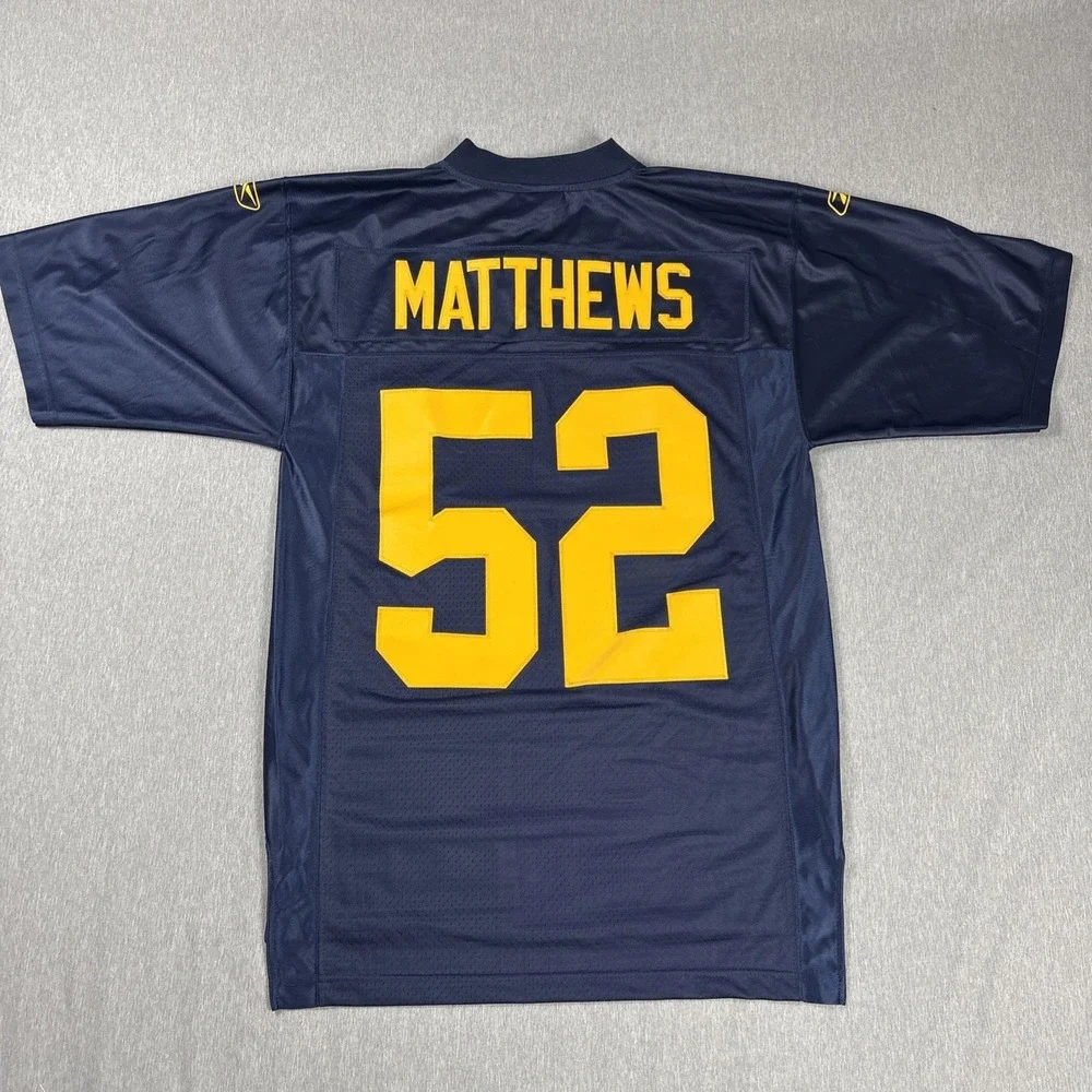Clay Matthews 52 Green Bay Packers NFL Reebok Jersey Retro‎ Acme Blue Size Small